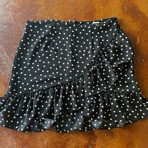 Polka Dot Ruffle Skirt - Black and White